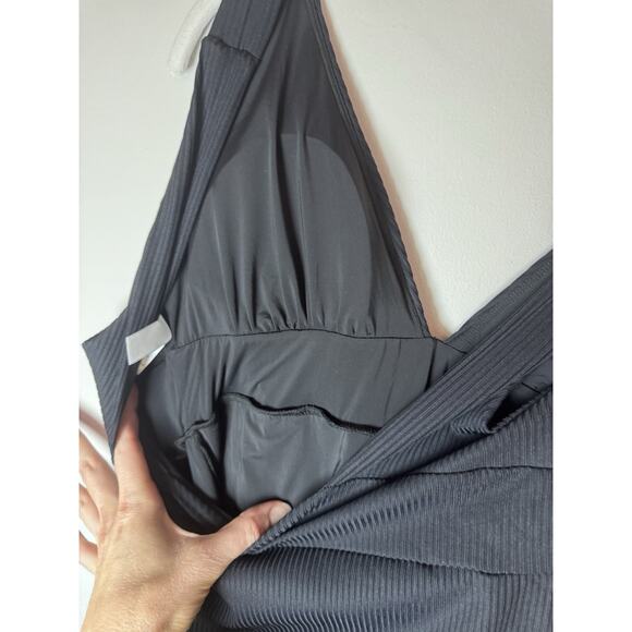 Andie Swim The Mykonos Rib One Piece Long Torso Swimsuit Black size M Tall NEW - Picture 15 of 16